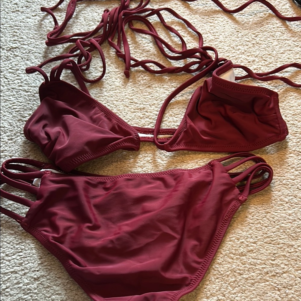 SHEIN Red Bikini Set with Adjustable Tie Details